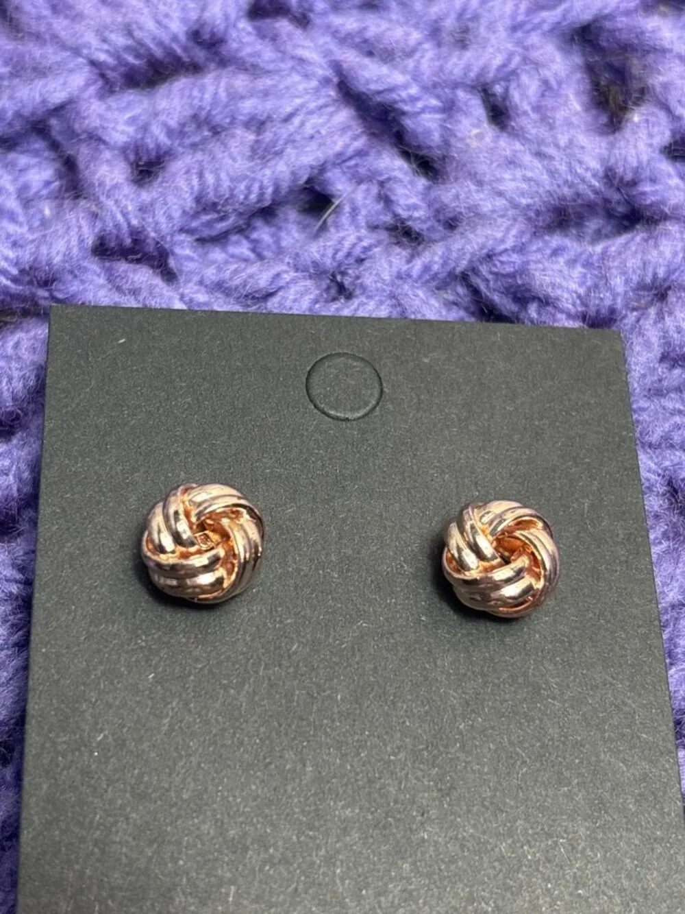 Rose Goldtone Knot Stud Earrings 3/8 inch